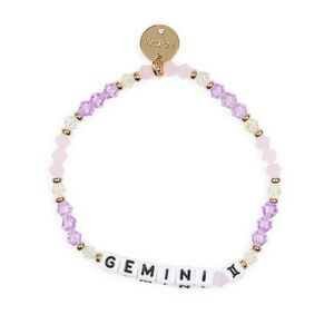 Little Words Project Gemini Zodiac Beaded Stretch Bracelet in Purple Size S/M